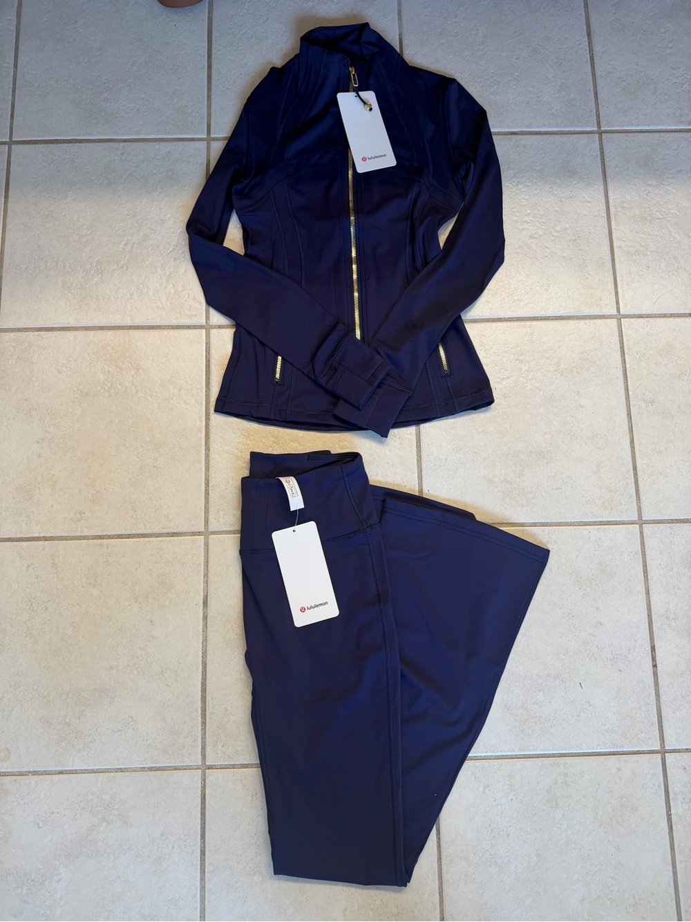 lululemon athletica Navy Active Zip Jacket and Leggings Set